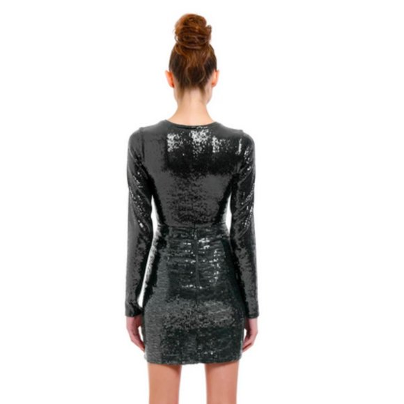 Alice + Olivia Black Fidela Sequin Mini Skirt NWT - Picture 2 of 4